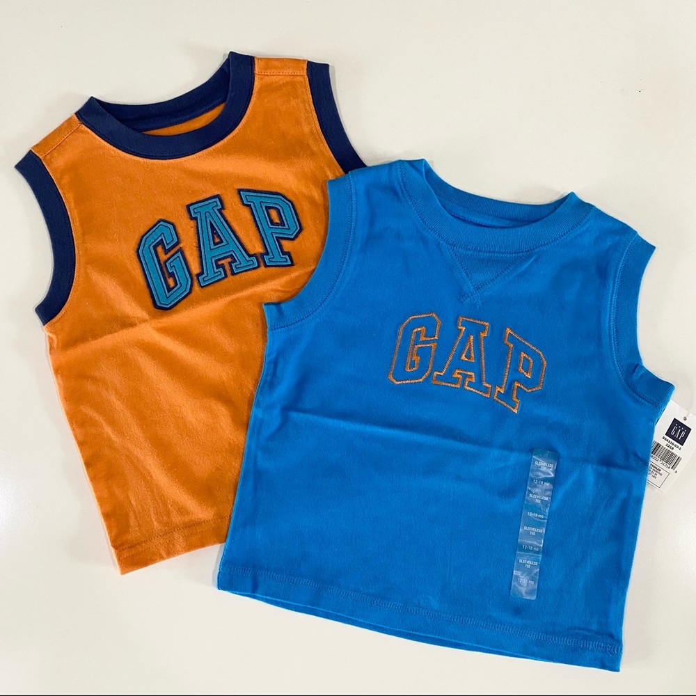 NWT Gap Boys 12- 18 months Tank Top Shirt Logo Bundle 2 piece New